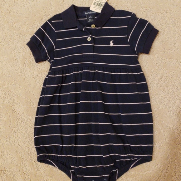 Ralph Lauren Other - Ralph Lauren Blue / Pink Romper NWT Large 12-18m
